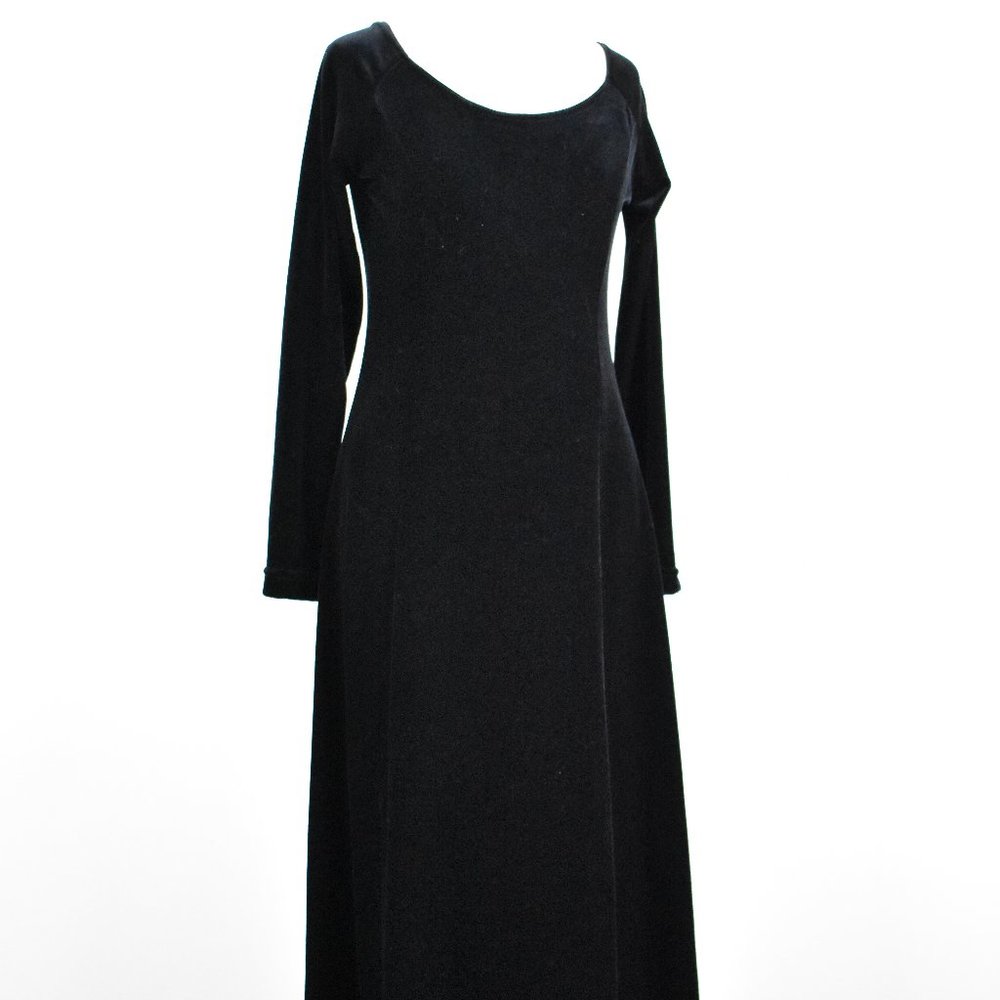 Vintage  Moda Intl Black Velvet Long Dress